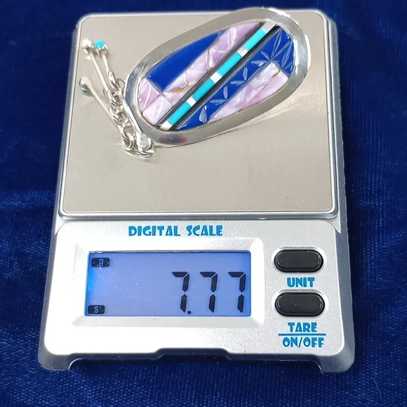 Vintage Native American Multi Stone On Sterling Silver Dangle Earrings Post - Picture 15 of 16